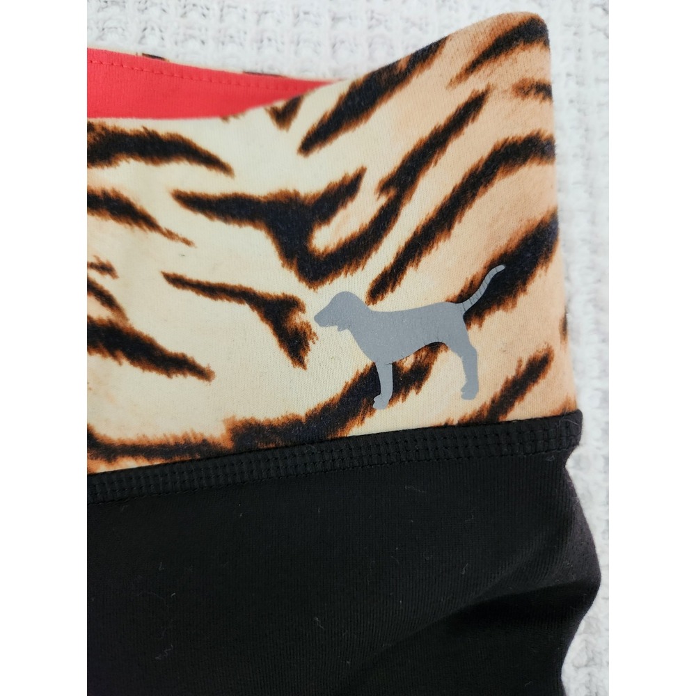 Victorias Secret Pink Yoga Leggings Tiger Print S Pants vtg 2014 Rare Reversible